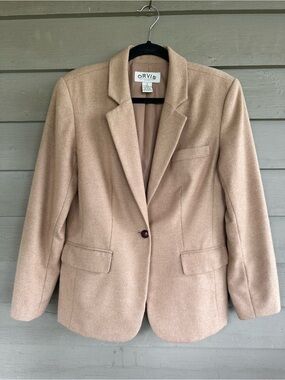 100% Camel Hair Orvis Women's Tan Blazer Jacket Classic Equestrian